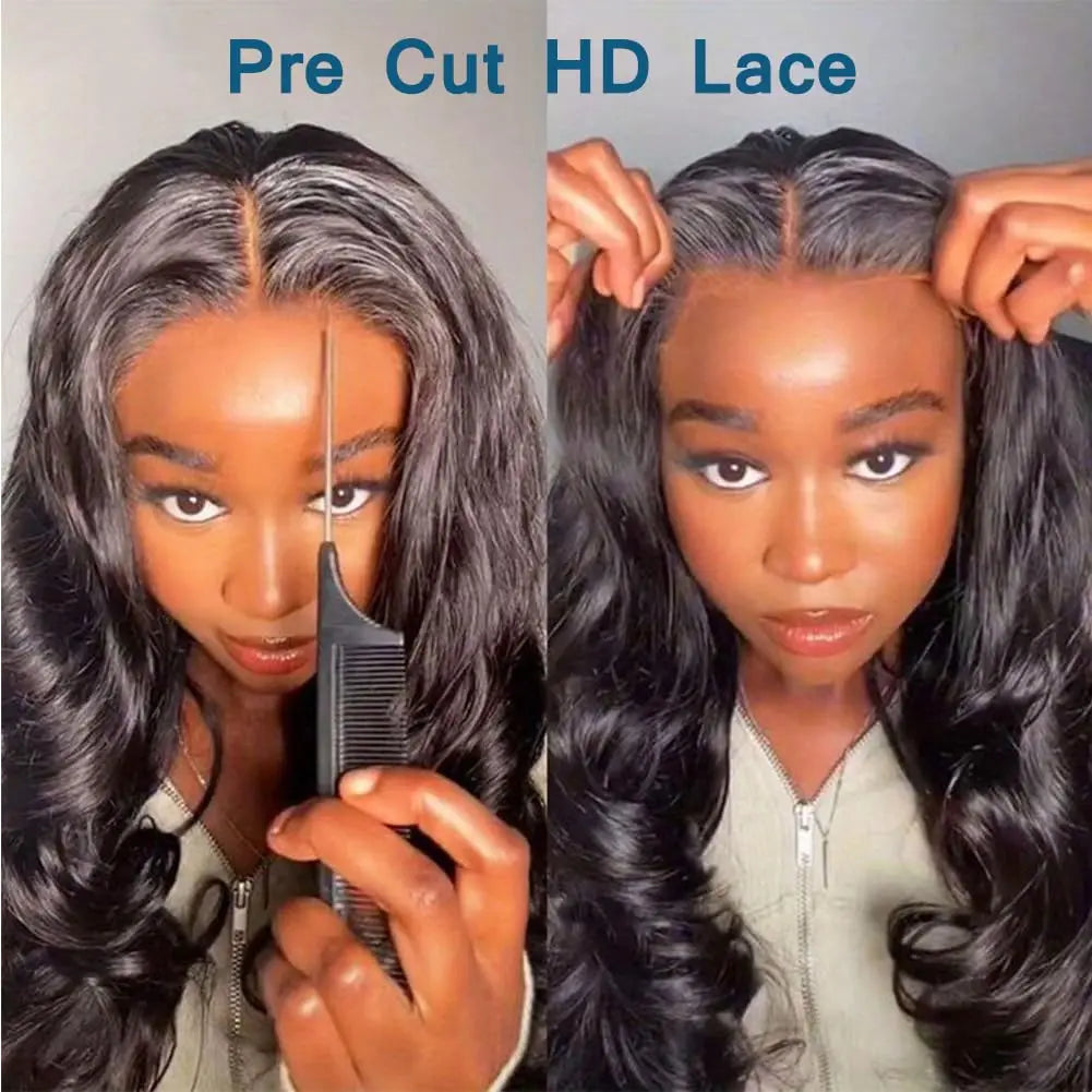 Glueless Wig Human Hair Ready To wear Pre Cut Pre Plucked  Hd Transparent Body Wave Lace Closure Brazilian Wigs