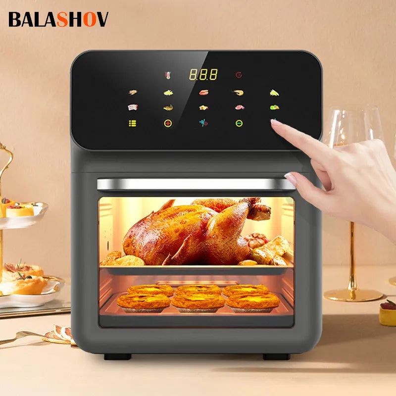 10L Large Capacity Electric Air Fryers Oil-free Automatic Kitchen 360°Baking Convection Oven Deep Fryer without Oil