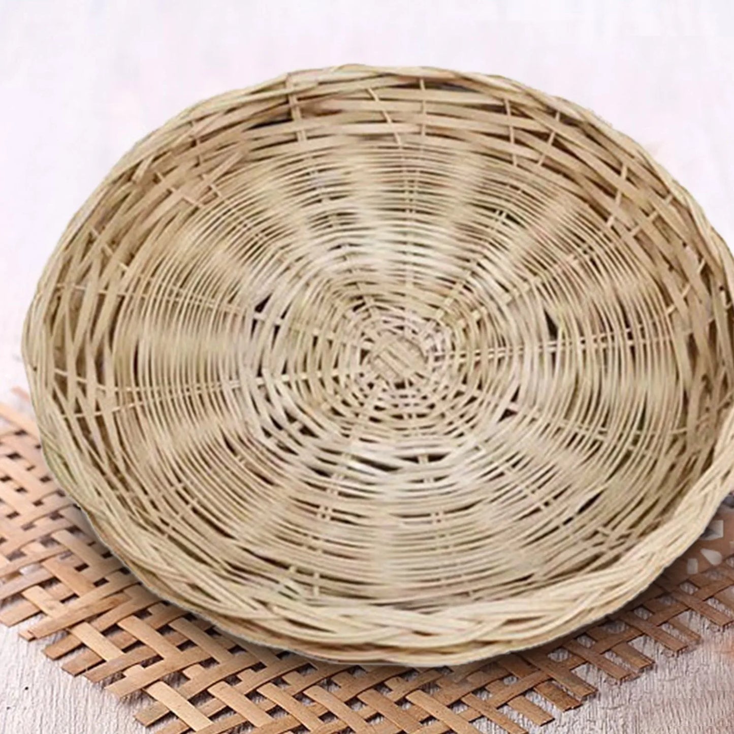 4 Pcs 10 Inch Round Woven Plate Holder Reusable Paper Plate Holder For Picnic Wire Rack for Roasting Pan