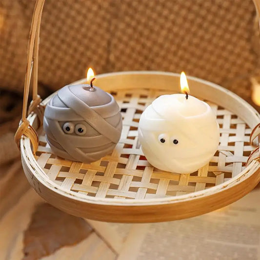 Mummy Candle Halloween Decor Fun Face Spooky Burning Halloween Shaped Fun and Cute Spooky Goth Candles