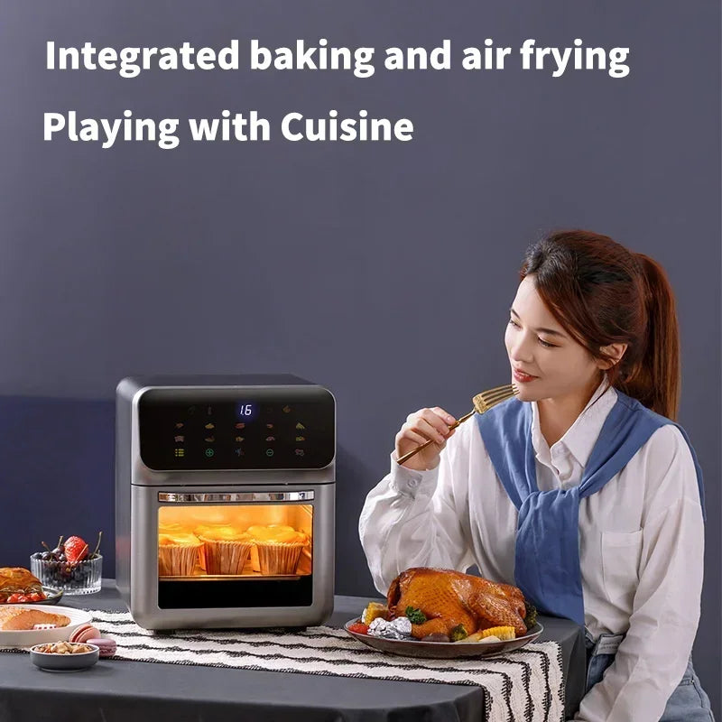 12L Electric Air Fryer Large Capacity Convection Oven Deep Fryer Without Oil Kitchen 360°Baking Viewable Window