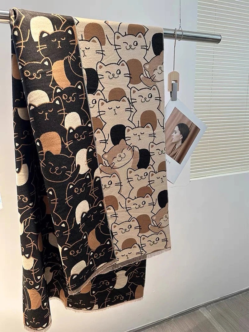 Winter Women's Luxury Warm Scarf Shawl Polyester Outdoor Fashionable Adult Size