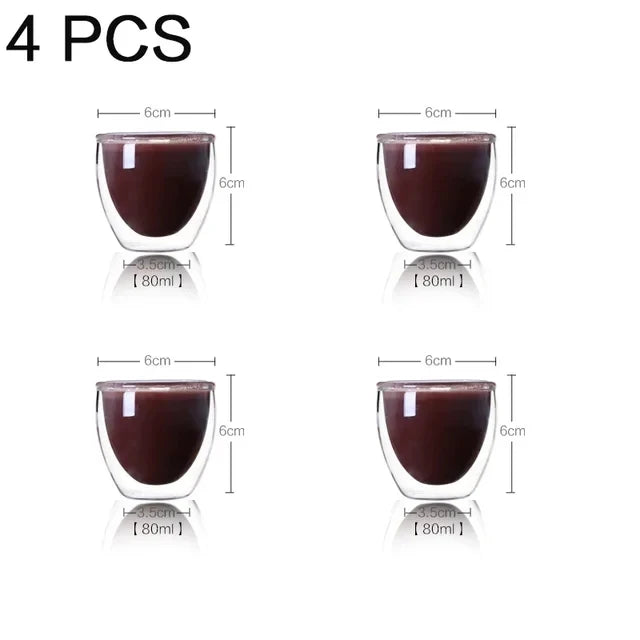 Double Wall Glass Transparent Cup Heat Insulation Handmade Tea Drink Cups MINI Whisky glasses Espresso Coffee Mug