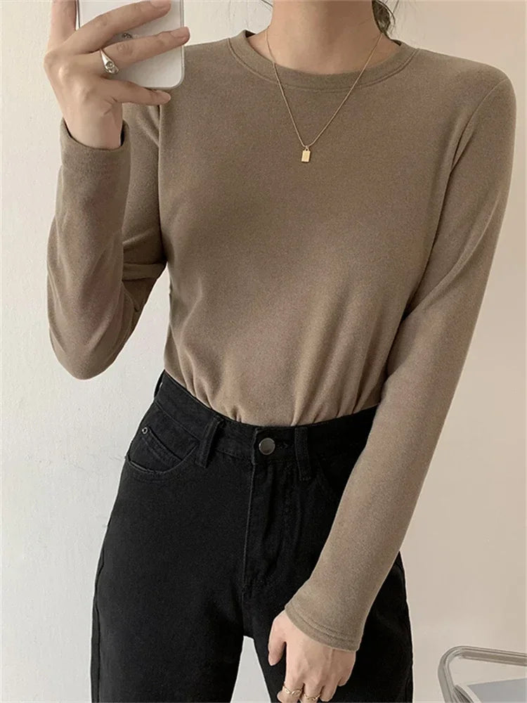 Winter Women Sweater T Shirt Women  Oversize T-Shirt Woman Clothes Female Tee Tops Pullover Long Sleeve Tube Knitted Tshirt Top