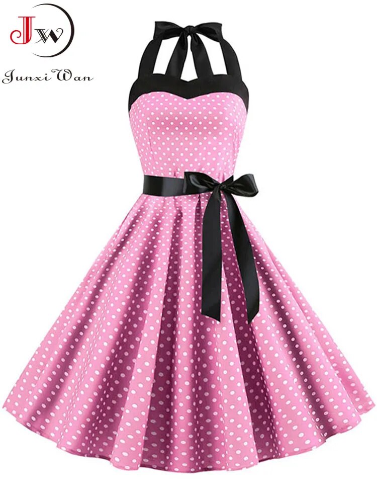 Polka Dot Dress Women 50s 60s Prom Party Dresses