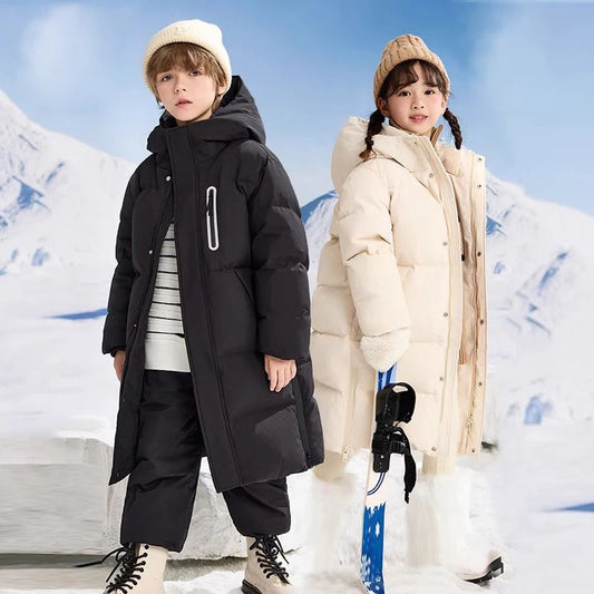 Children Down Cotton Jackets for Boys Girls Winter Long Big Kids Clothing Extremely Cold and Thick Outerwear