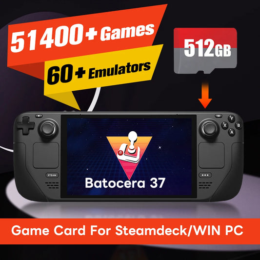 Game Card For Steamdeck/ Steamdeck OLED/Windows PC With 51400+ Games For PS3/PS2/PS1/PSP/Gamecube/Sega Saturn/MAME/3DO