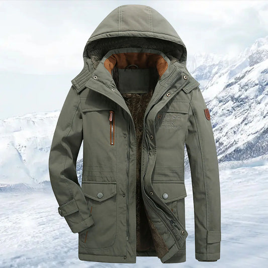 Winter Cold-resistant Men Parkas Warm Hooded Outwear Fleece Lined Military Zipper Jackets