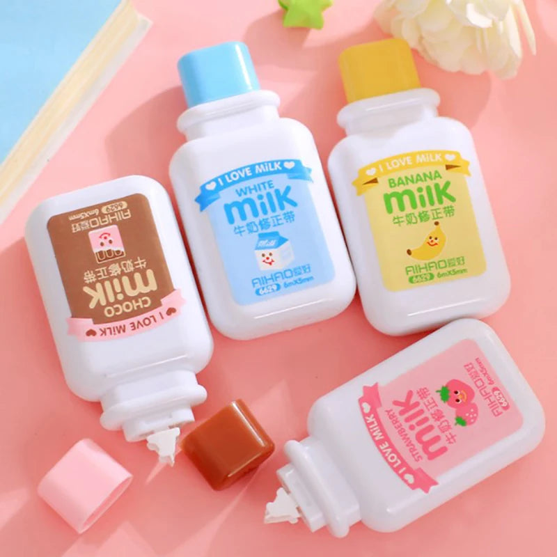 Milk Bottle White Out Corrector Correction Tape Diary Stationery School Supply