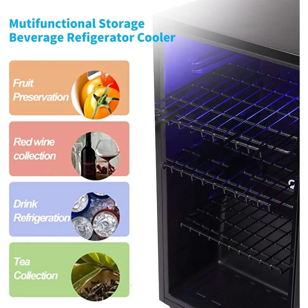 Beverage Refrigerators Small Mini Fridge for Home or Bar with Glass Door