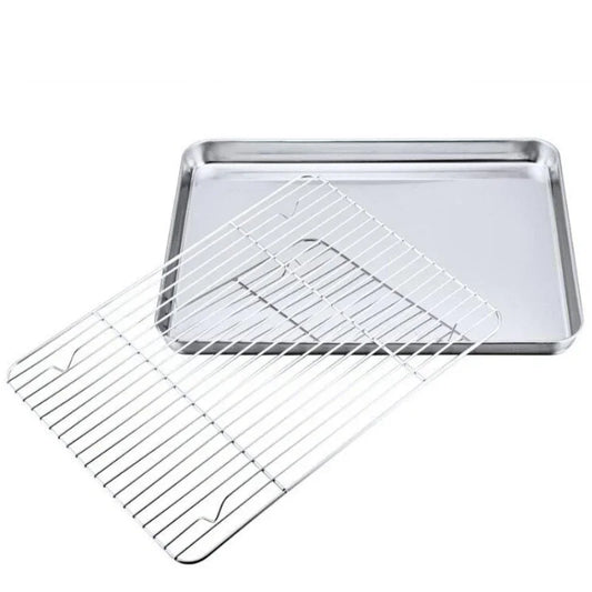 Baking Tray with Removable Cooling Rack Set Baking Pan Sheet Non Toxic  for Oven, BBQ Tray Dishwasher Safe