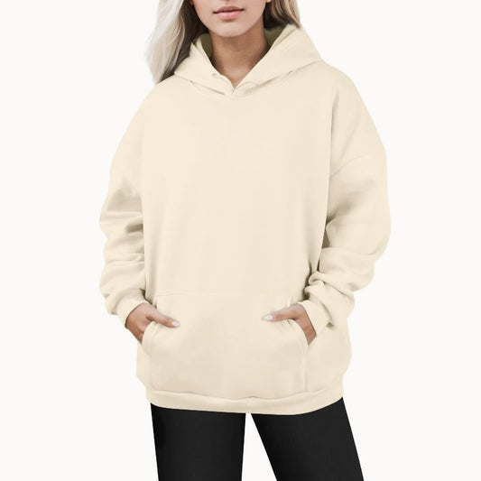 Plus Size Women Hoodie Sweatshirt Long Sleeve Drawstring Pullover with Pocket