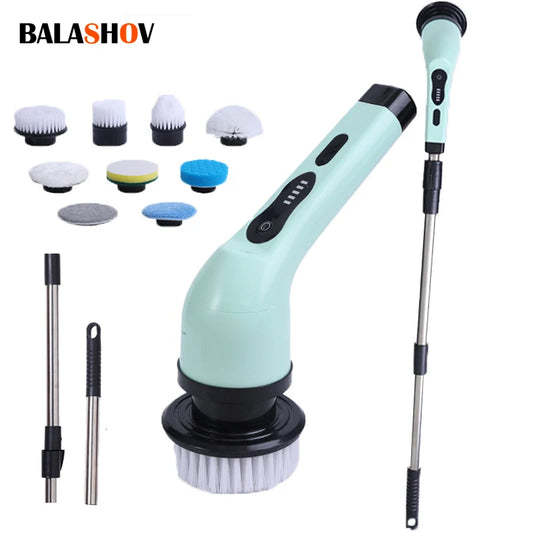 9-in-1 Electric Cleaning Brush Spin Scrubber Electric Cleaning Tools Parlour Kitchen Bathroom Cleaning Gadgets