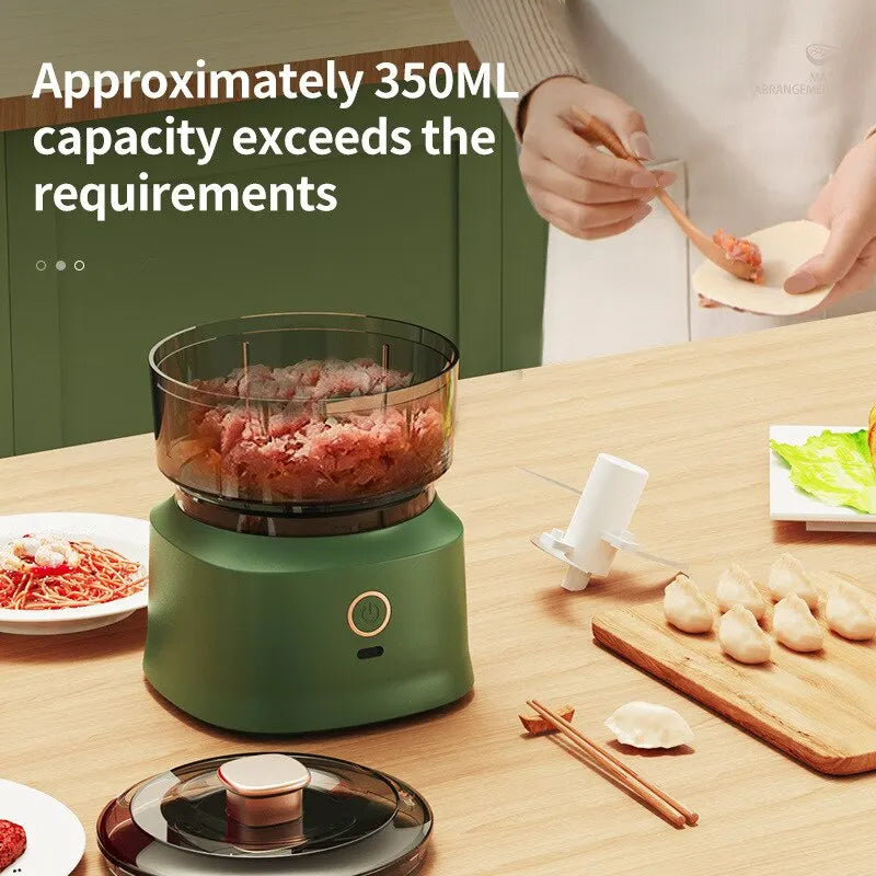 Mini Wireless Electric Dual Purpose Garlic Puree 350ml Kitchen Food Shredder Usb Charging Meat Grinder Vegetable