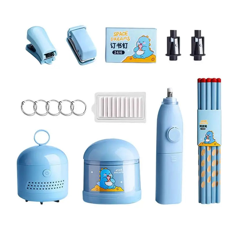 Student Electric Stationery Set Pencil Sharpener Desktop Vacuum Cleaner Portable Automatic Stationery Set