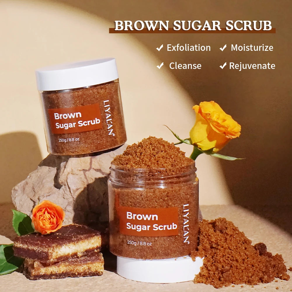 Brown Sugar Body Scrub Smooth Skin Exfoliating Deep Cleaning Moisturizing Organic Sugar