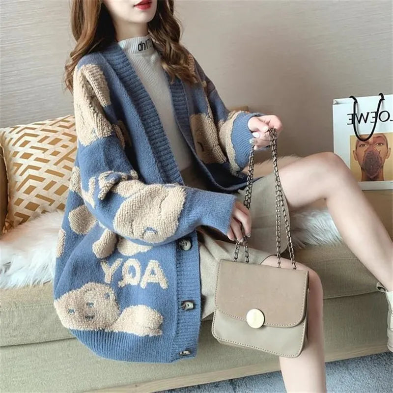 Loose Sweater Oversize Woman Christmas Sweater Coat Fashiont Cardigan For Women Thick Winter Clothes