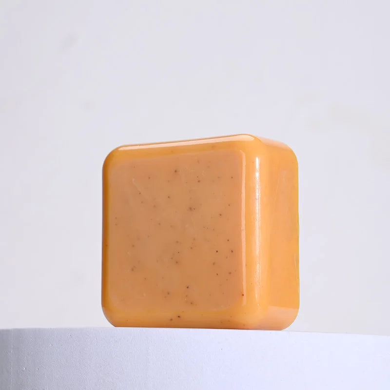 Turmeric Scrub Soap Solid Body Face Wash with Kojic Acid Olive Oil Minerals Natural Ingredients Skincare