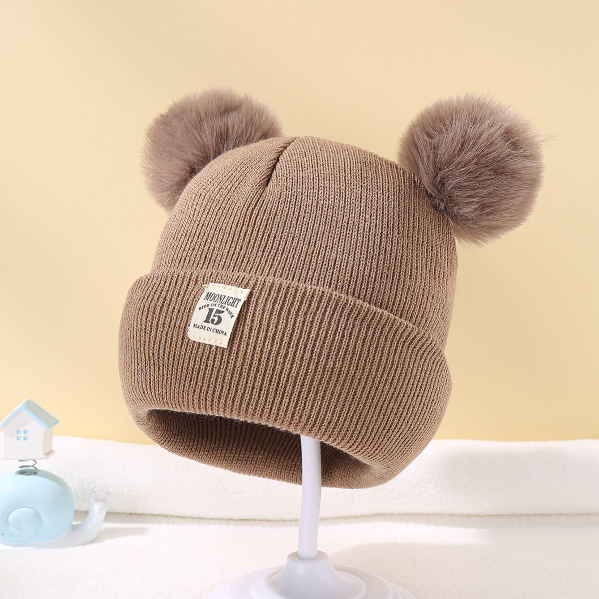 Winter Children Warm Baby Knitted Hats With Pom Pom Kids Knit Beanie Hats Solid Color Children's Hat For Boys Girls Accessories