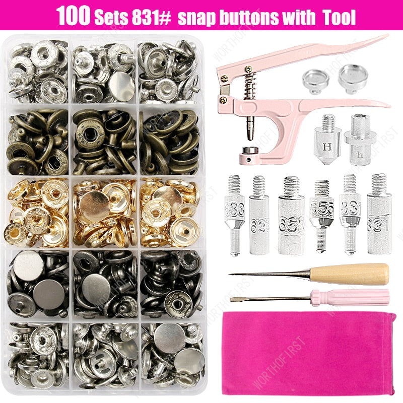 Stainless Steel Snap Button 503# Fasteners Buttons Pliers Punch Hole Mold Sewing Accessories for Clothing Jacket Leather Craft