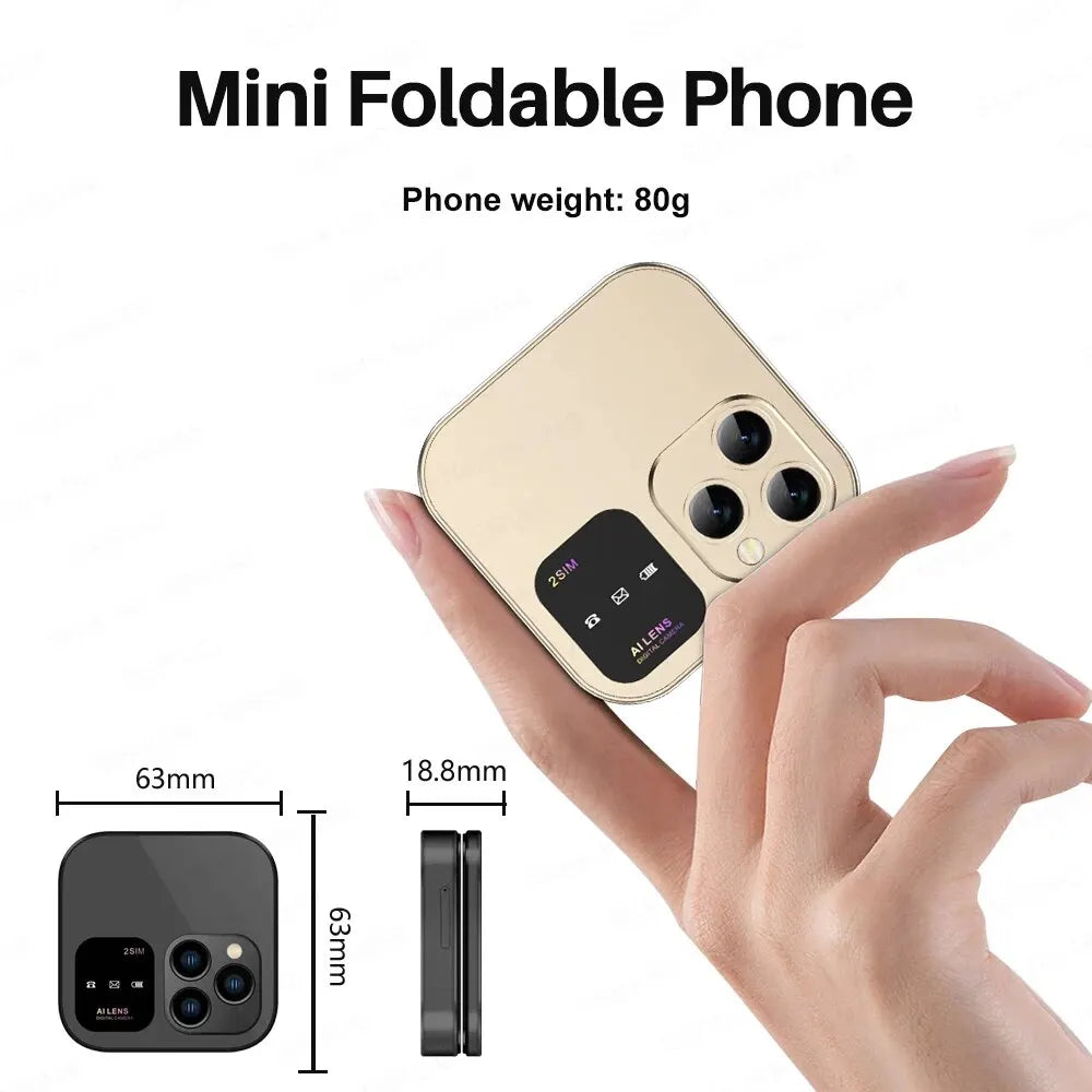 SERVO MIni Fold Mobile Phone Speed Dial Video Player Magic Voice 3.5mm Jack Small Flip Cellphone