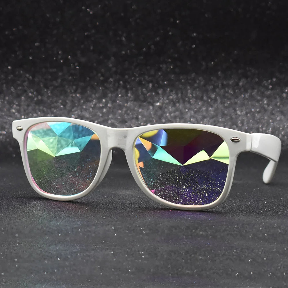 Party Sunglasses Trendy Square Women Men Fashion EDM Light Diffraction Futuristic Rave Festival Sun Glasses Psychedelic Prism