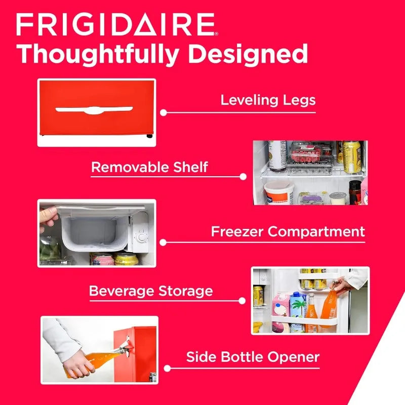 Frigidaire EFR176 Retro Compact Mini Refrigerator with Built-in Bottle Opener for Office, Bedroom, Dorm Room