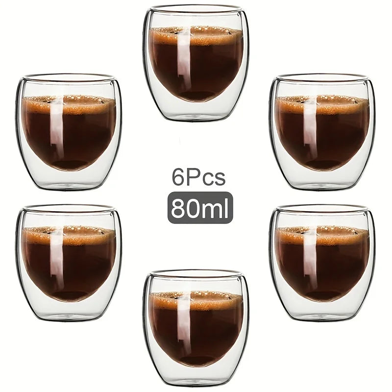 Double Wall Glass Transparent Cup Heat Insulation Handmade Tea Drink Cups MINI Whisky glasses Espresso Coffee Mug