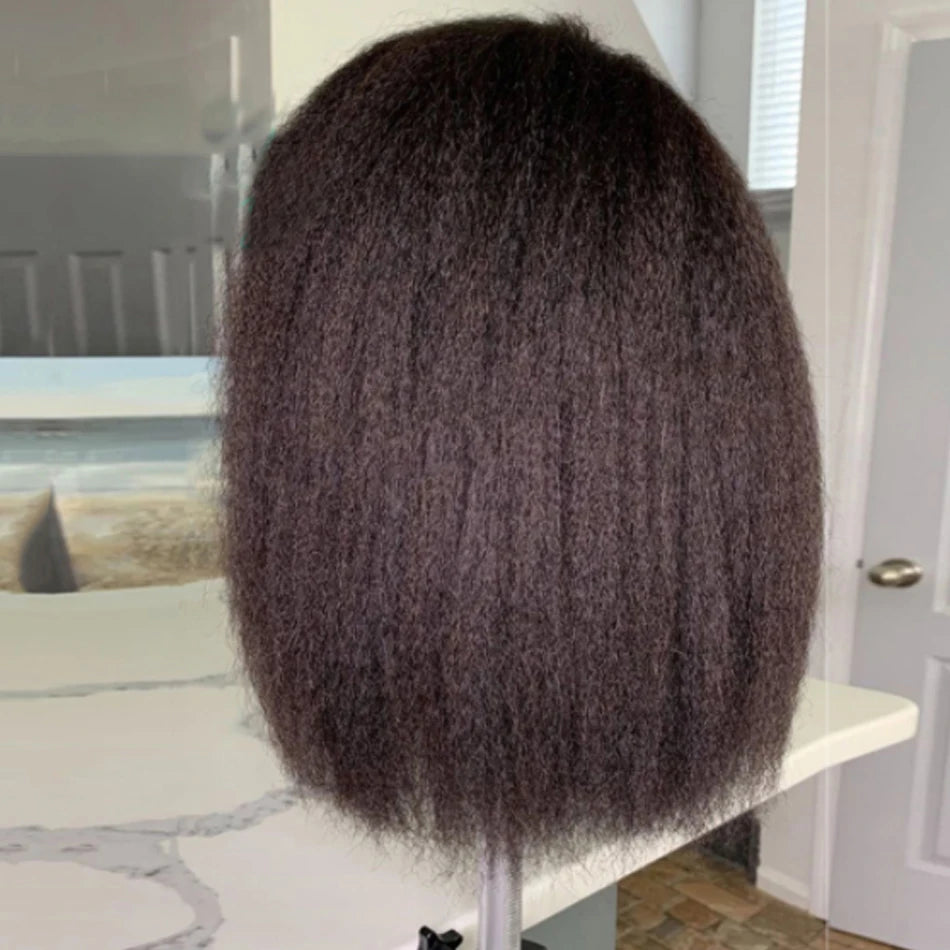 Kinky Straight Short Bob 100% Human Hair Wig for Women Glueless Soft  Bob