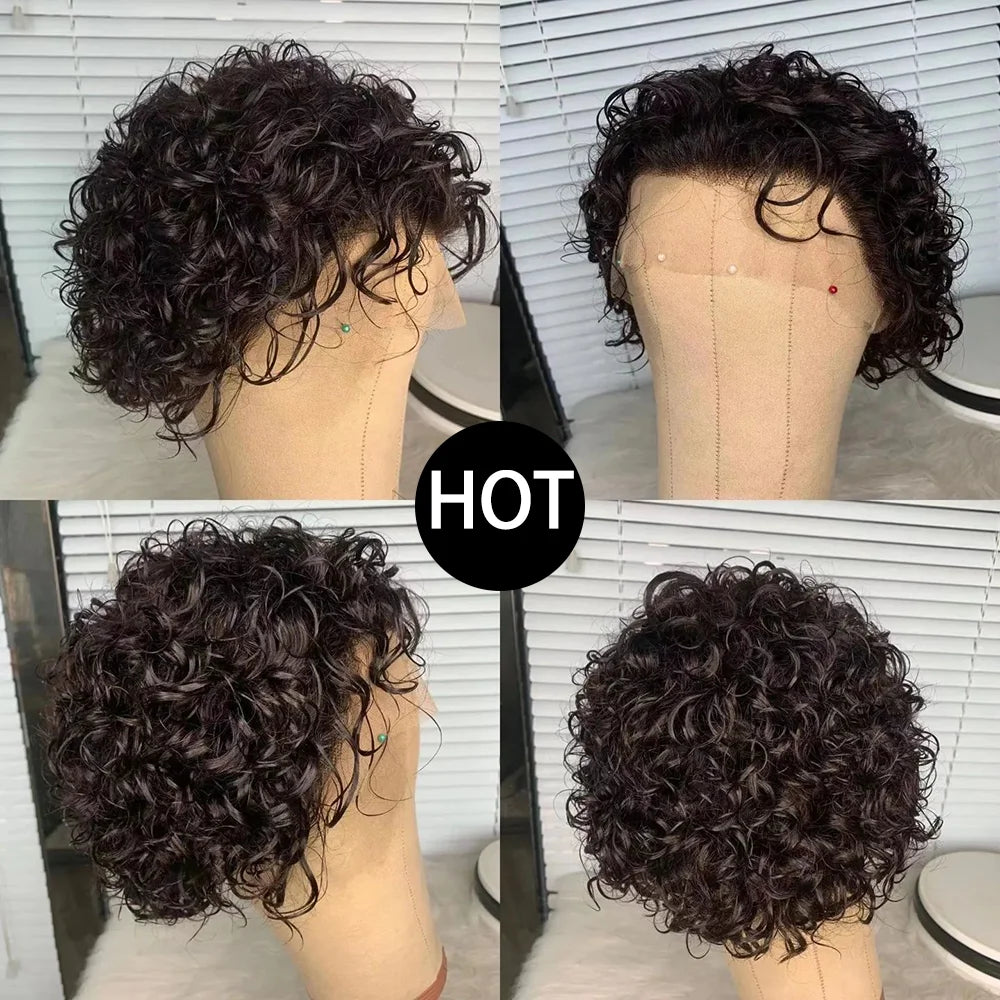 Pixie Cut Wig Human Hair 13x1 Lace Frontal Wigs Short Bob Wigs For Black Women