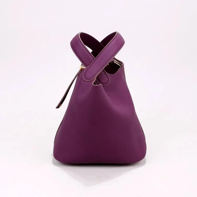 Women Summer Sea Basket Bag Soft PU Leather Medium  Handbag Versatile Commuter Tote