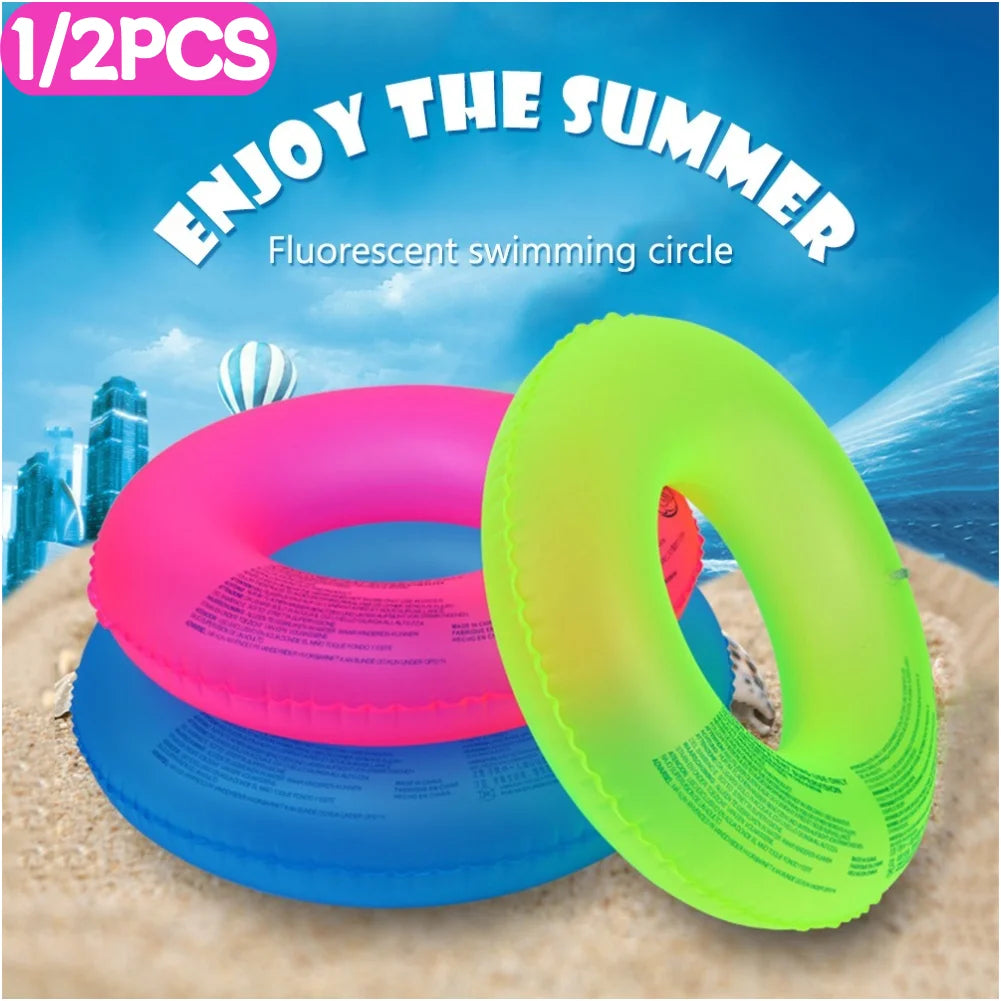 Inflatable Tube for Baby Kid Adult Fluorescent Life Ring Pool Portable Swimming Float