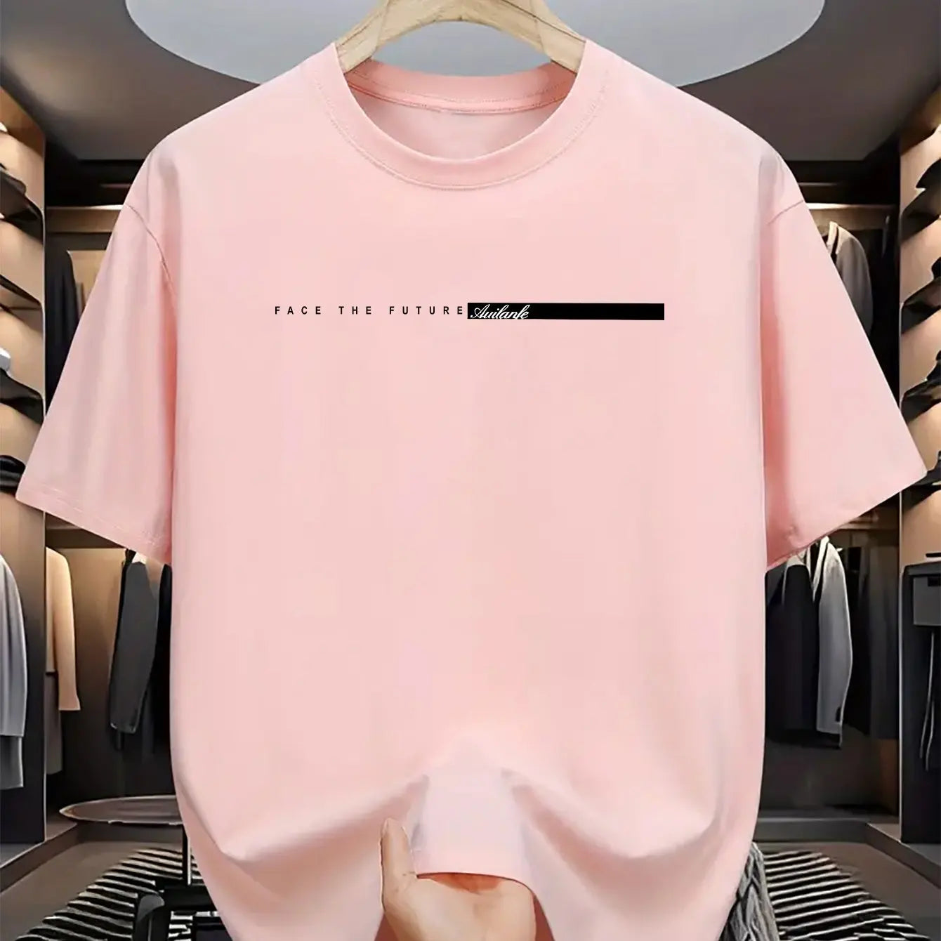 Summer men's casual loose fit large letter print round neck short sleeved T-shirt top 100% cotton High Street Unisex style