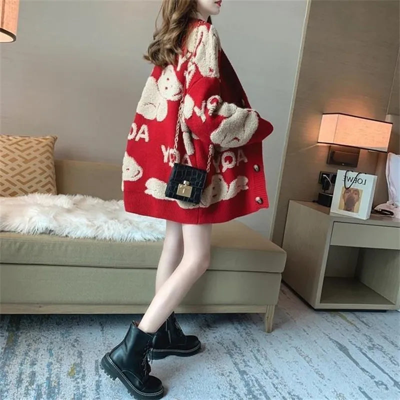 Loose Sweater Oversize Woman Christmas Sweater Coat Fashiont Cardigan For Women Thick Winter Clothes