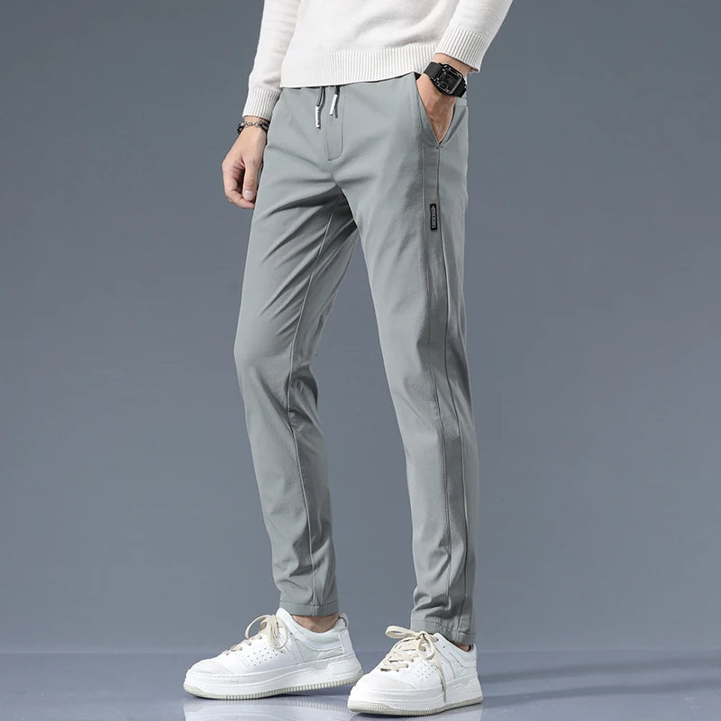 Stretch Casual Pants Men Classic Lightweight Slim Fit Trousers for Men Summer Straight Drawstring Joggers Solid khaki Pants Male