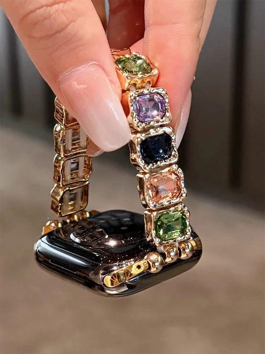 Diamond Band Elasticity Metal Strap for iWatch Ultra Apple Watch 38mm 40mm 41mm 42mm 45mm 46mm 49mm Women's Watchband Zinc Alloy