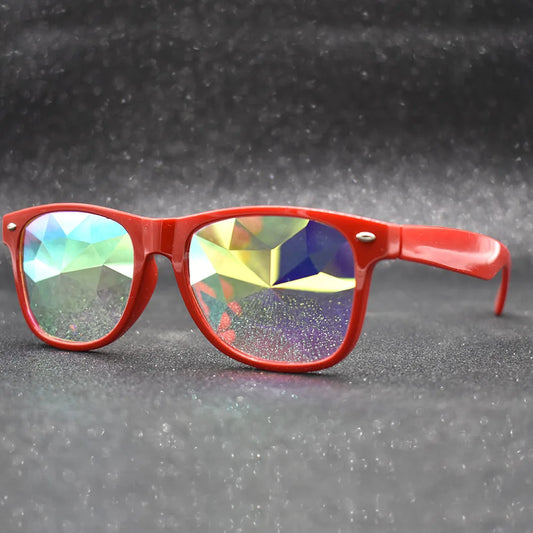 Party Sunglasses Trendy Square Women Men Fashion EDM Light Diffraction Futuristic Rave Festival Sun Glasses Psychedelic Prism