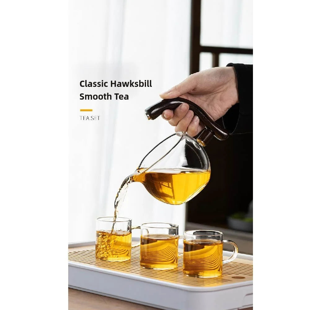 Lazy Kung Fu Drip Teapot, Magnetic Flow Semi-Automatic Glass Teapot Set, Heat Resistant Tea Set, Gift