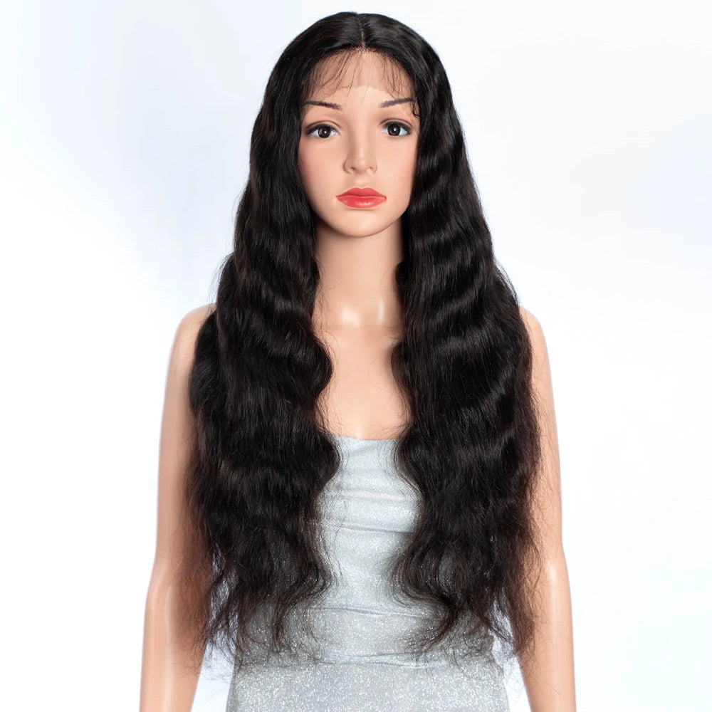 Lekker Long Body Wave 100% Human Hair Wigs For Women Brazilian 13x1 T Lace front Wavy Glueless