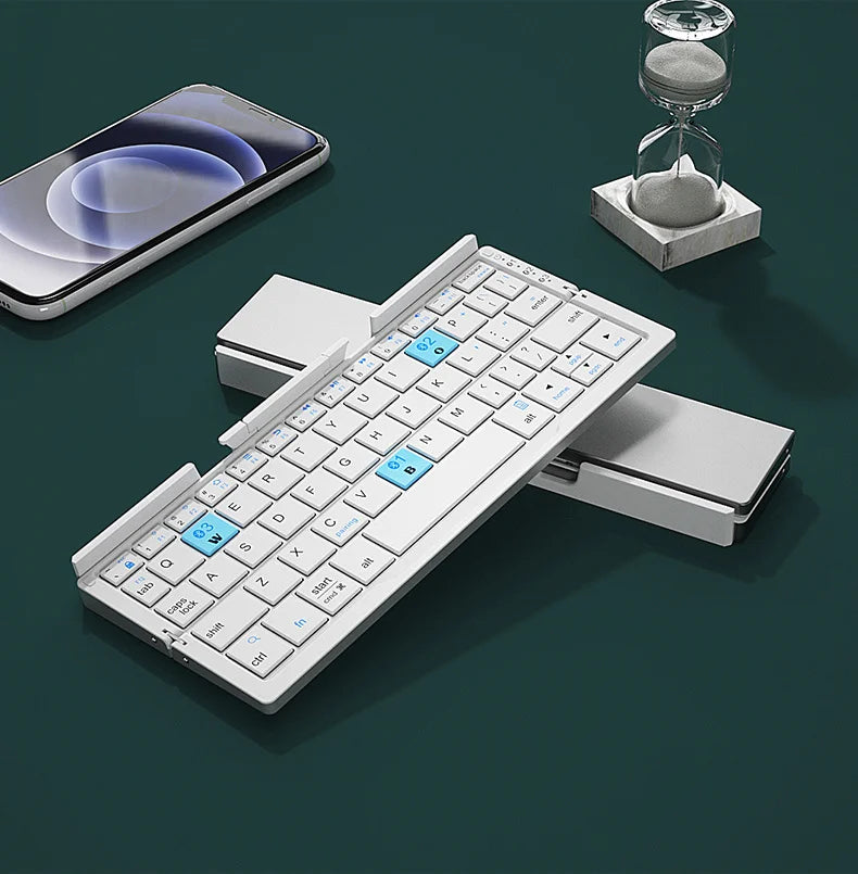 Mini Folding Bluetooth Keyboard Wireless Keypad With Stand Rechargeable Keyboard for Phone Tablet