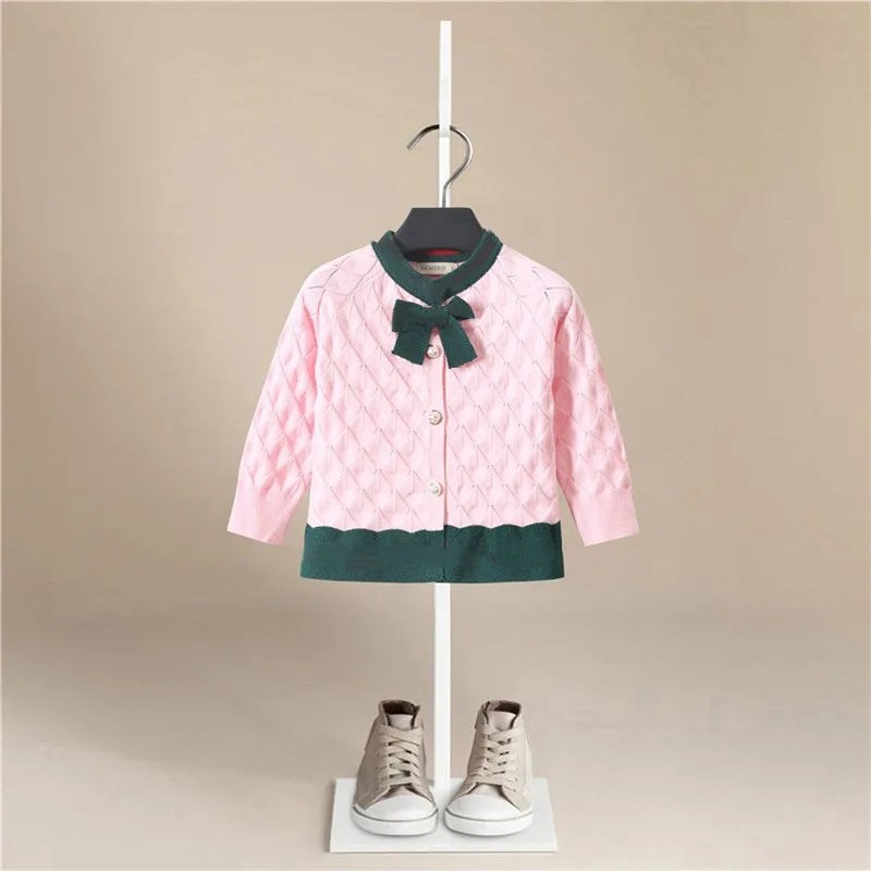 Autumn Knitted Kids Cardigan Sweater Coat Teenagers Clothing England Style Cotton Sweaters for Girls