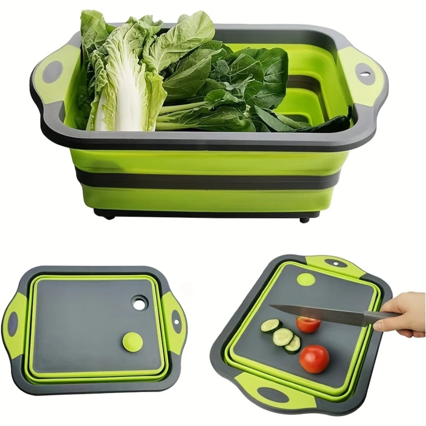 Silicone Foldable Cutting Board with Filter, Multi-Function Kitchen Tool for Camping, Picnic, BBQ Syrup pump