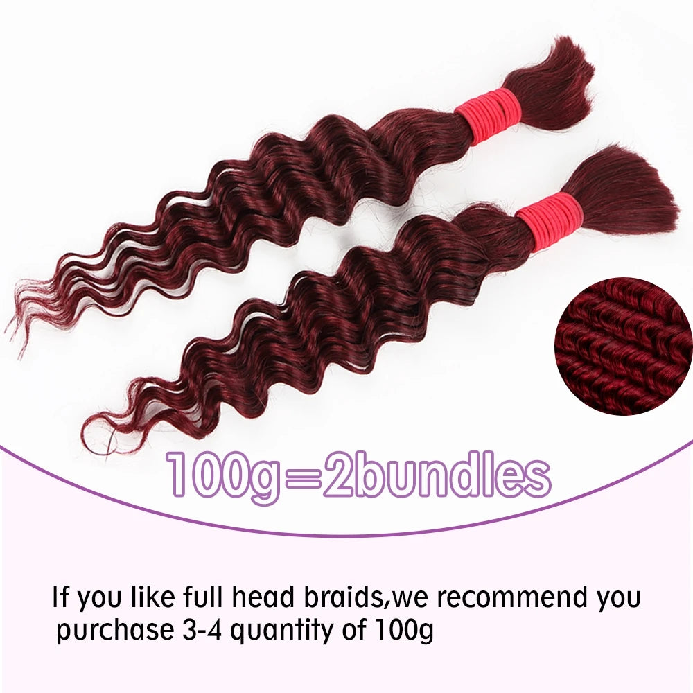 22 24inch Water Wave Braiding Human Hair Bulk Curly Braiding  Human Hair Extensions