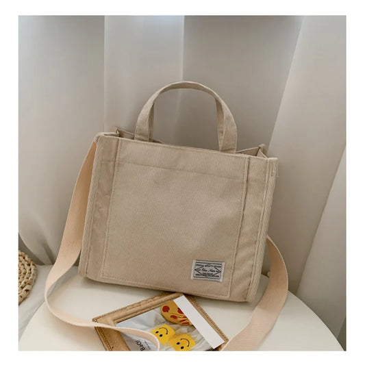 Rilibegan Shoulder Bag For Women Fashion Style Simple Corduroy Portable Large Capacity Bag Small Trend Square Handbag