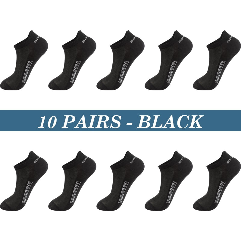 High Quality 10Pairs Men Socks Cotton Summer Sports Breathable Ankle Socks Mesh Casual Athletic Thin Cut Short Plus Size 39-48