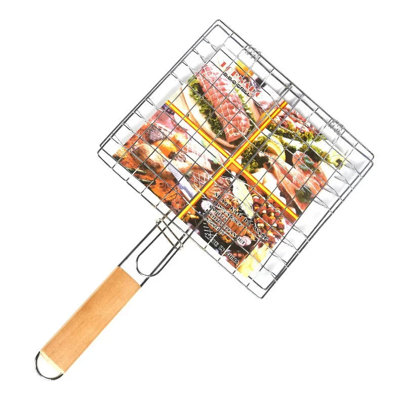 Stainless Steel Large Folding Grilling Basket Portable Outdoor Camping BBQ Rack for Cooking Accessories