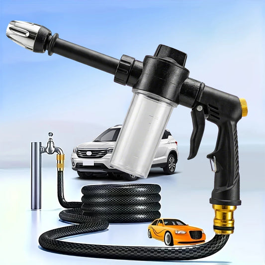High pressure car washing spray gun with foam bottle for pets, motorcycles, and gardens