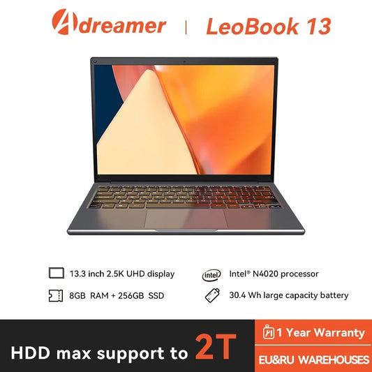 Adreamer Laptop13.3-inch Intel Notebook Celeron Portable Computer