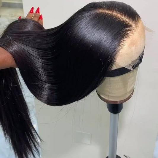 Straight Black Color Long Soft Hair Synthetic 13X6 HD Lace Frontal Prepucked With Baby Hair Glueless Wig For Black Women
