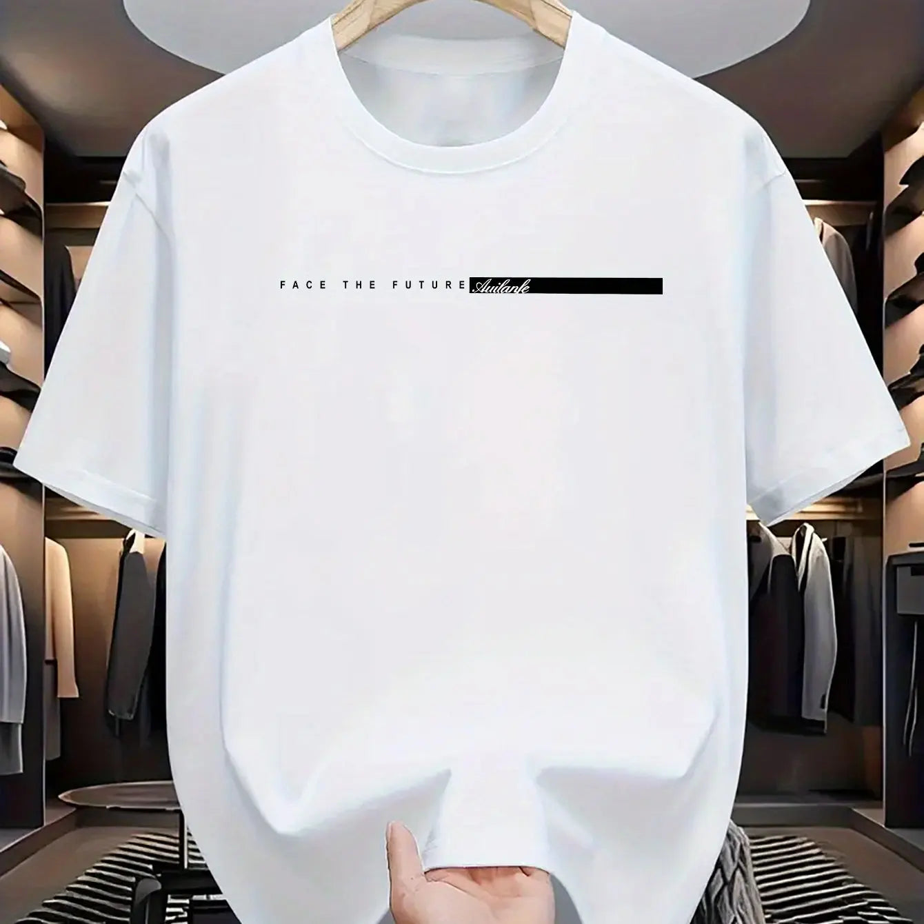 Summer men's casual loose fit large letter print round neck short sleeved T-shirt top 100% cotton High Street Unisex style